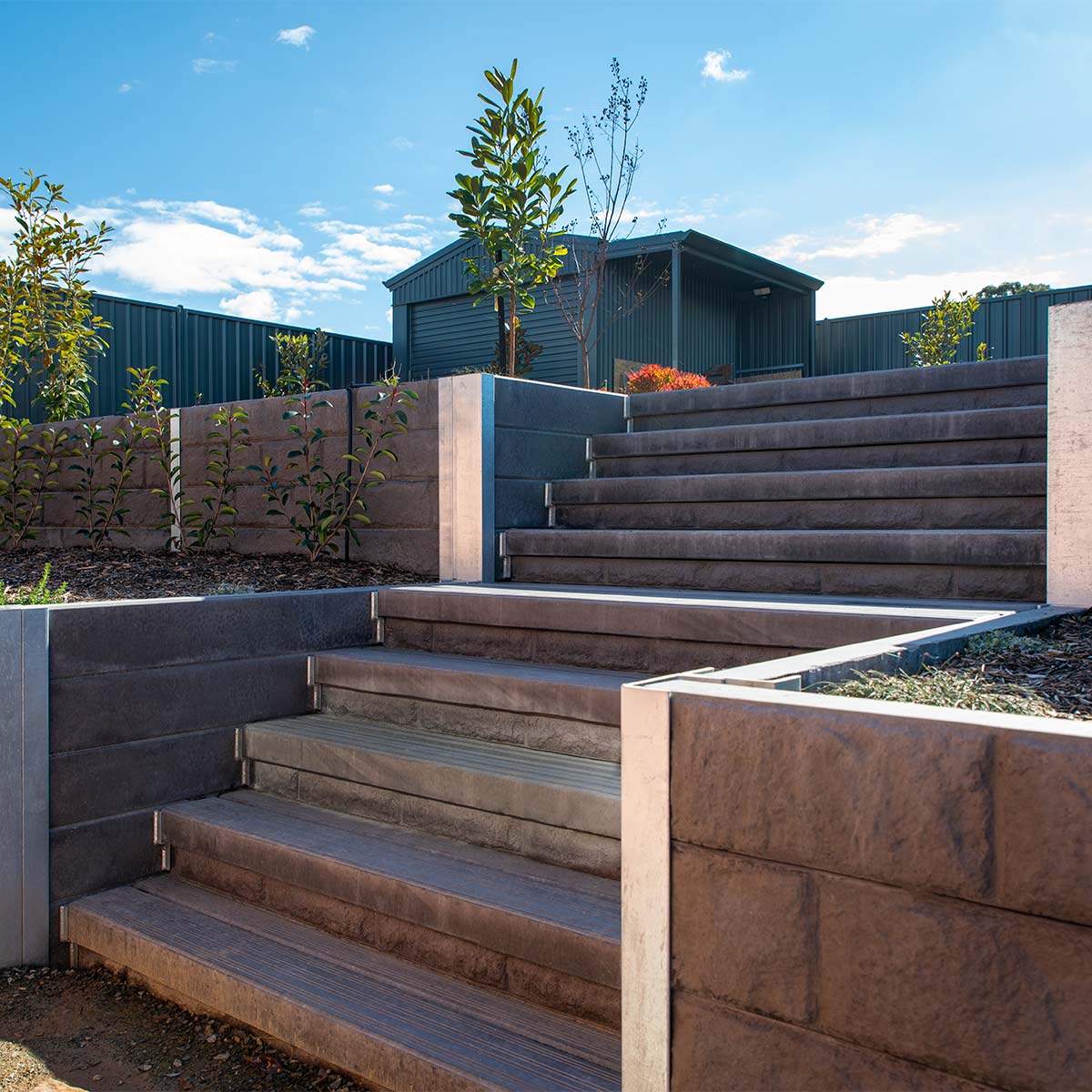 Finished Outback Sleepers retaining wall at a Mt Barker home
