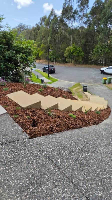 Garden steps cut from solid sandstone blocks