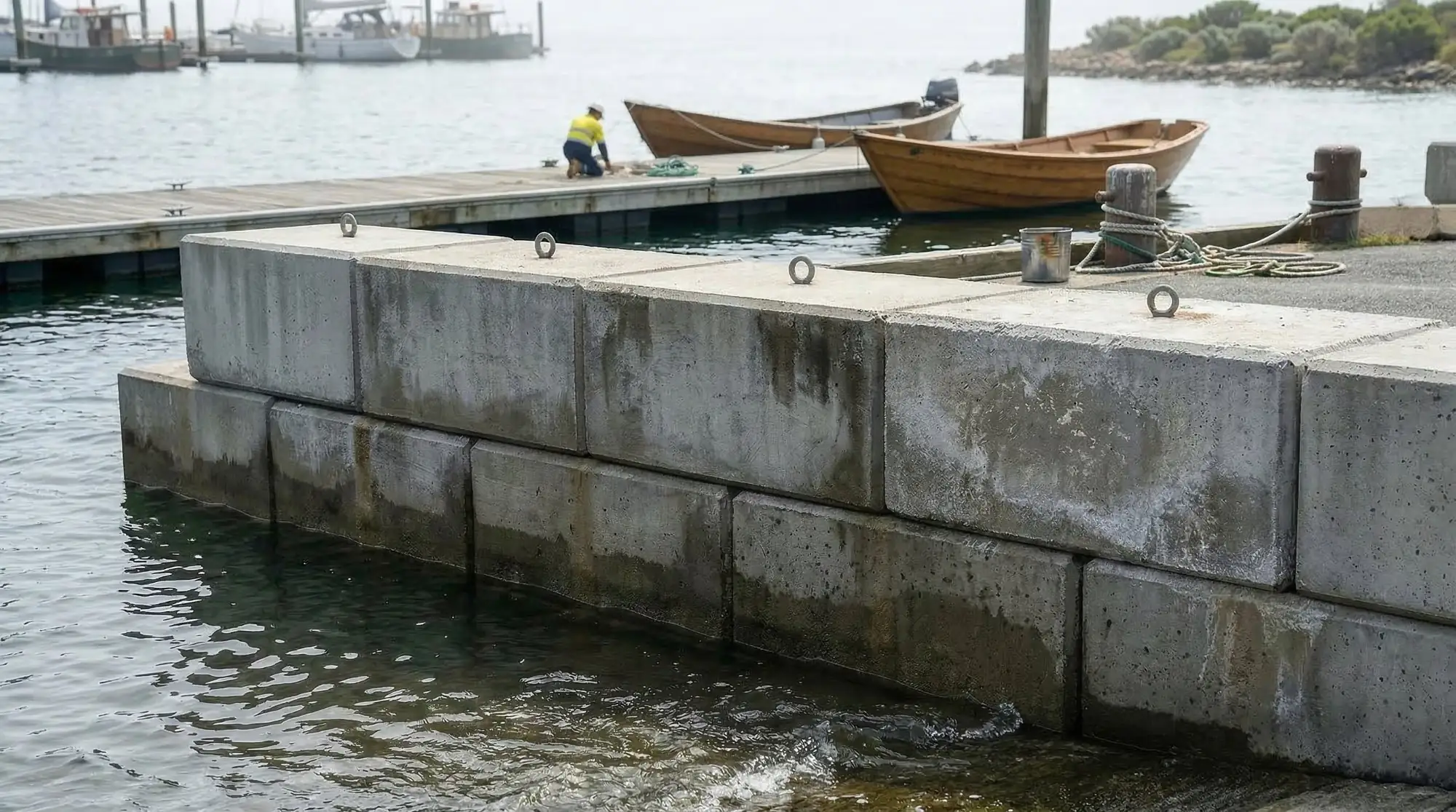 Symon concrete blocks used in a marine and mooring application