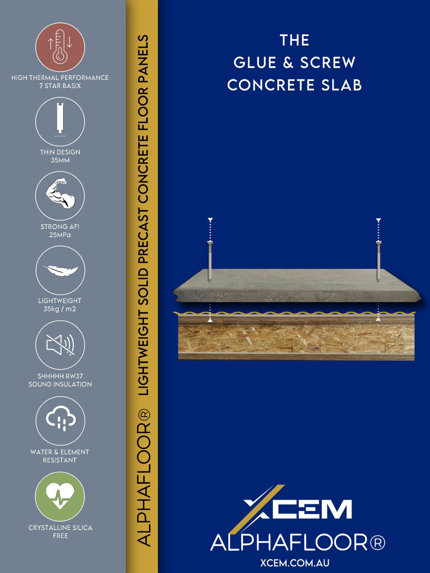 XCEM ALPHAFLOOR glue and screw concrete slab product guide