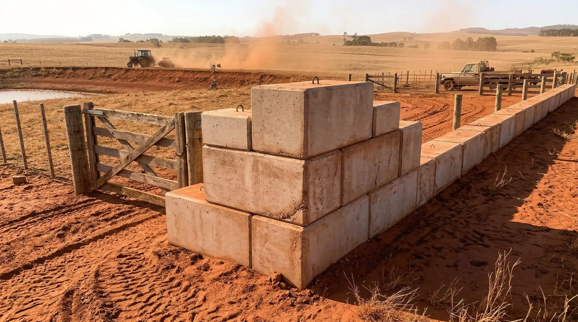 Symon concrete blocks installed in a rural wall application